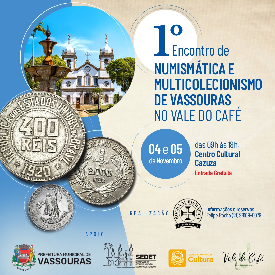 Vassouras vai sediar 1º Encontro de Numismática do Vale do Café