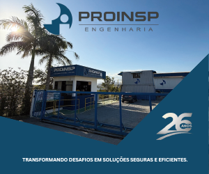 Banner de publicidade da PROINSP Engenharia em Rio das Ostras.