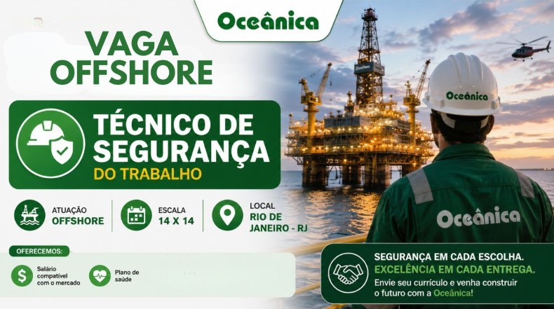Oceânica abre processo seletivo para vaga offshore em Rio das Ostras