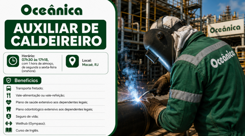 Oceânica Abre Vaga para Auxiliar de Caldeireiro em Macaé