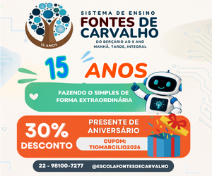 Banner de publicidade do Colégio Fontes de Carvalho Sistema de Ensino em Macaé.