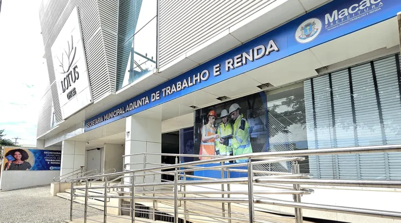Fachada da Secretaria Adjunta de Trabalho e Renda em Macaé, a Central do Trabalhador.